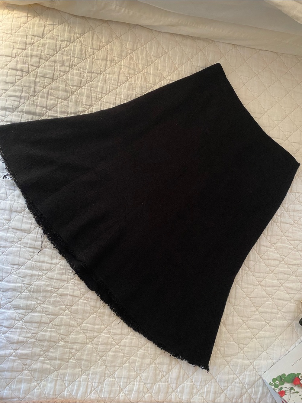 Rebecca Taylor Black A-Line Knit Skirt with Raw Hem
